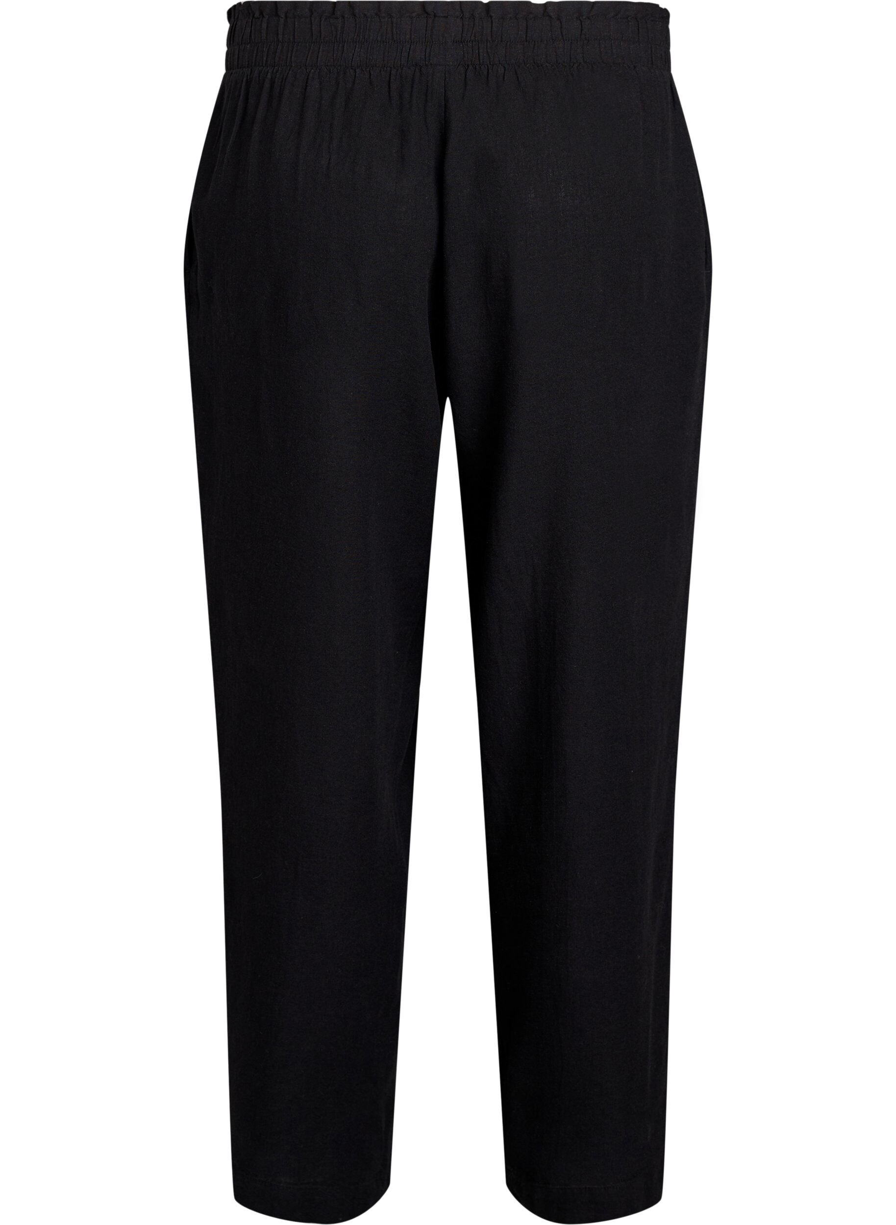 Zizzifashion Loose trousers in linen and viscose, Black, Packshot image number 1