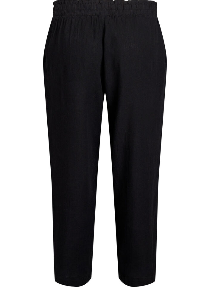 Loose trousers in linen and viscose, Black, Packshot image number 1