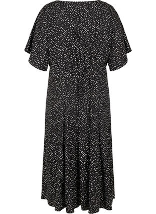 Viscose midi dress with polka dots and buttons, Black w. Dot, Packshot image number 1