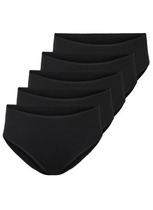 5-pack cotton panties with regular waist, Black, Packshot image number 0