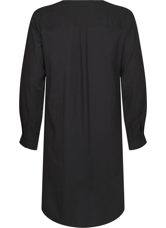 Long shirt in linen and viscose, Black, Packshot image number 1