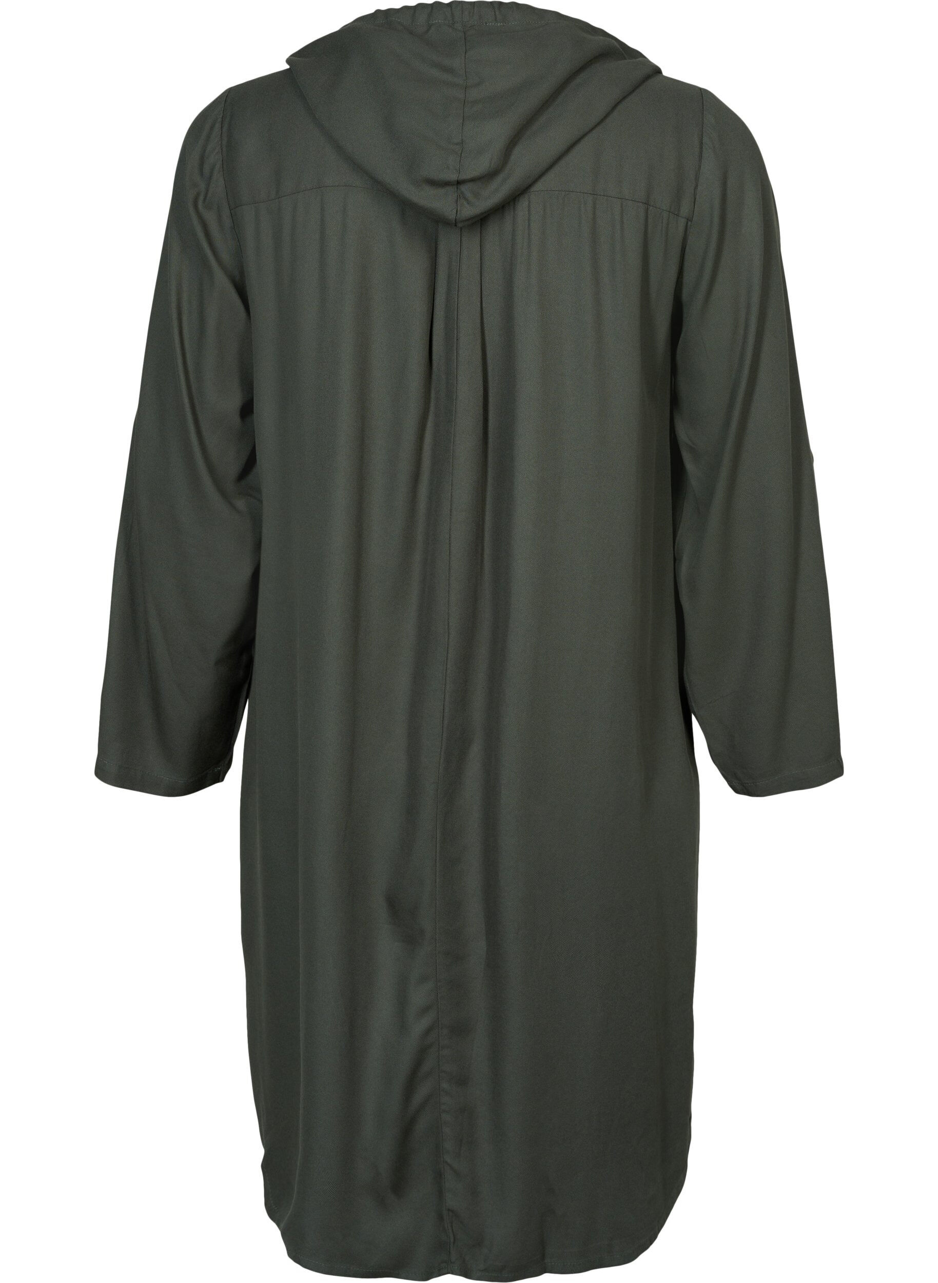 Zizzifashion Viscose tunic with hood, Thyme, Packshot image number 1