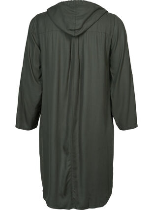 Viscose tunic with hood, Thyme, Packshot image number 1