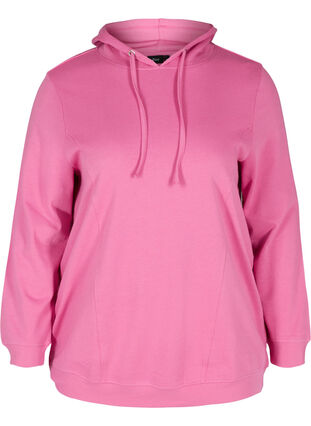 Sweatshirt with a hood and ribbed cuffs, Phlox Pink, Packshot image number 0