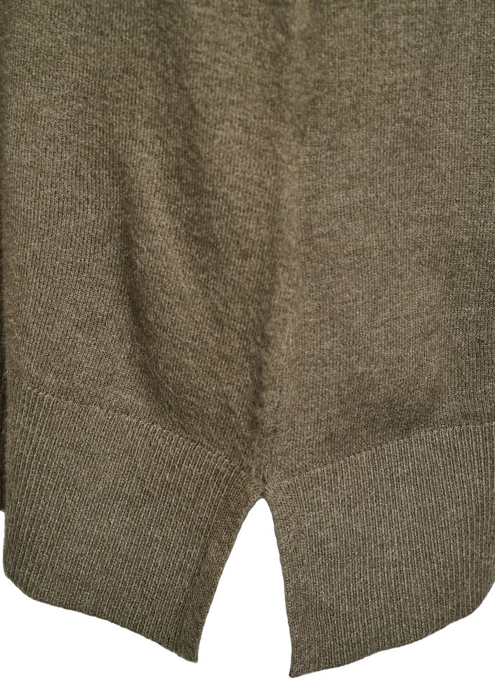 Short knitted dress with raglan sleeves and a centre seam, Green, Packshot image number 3