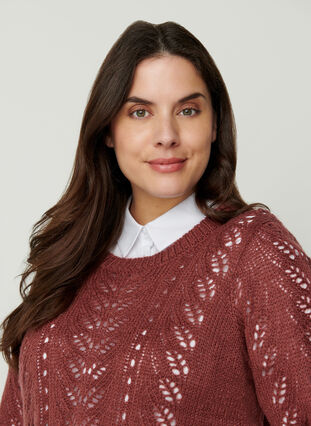 Knitted blouse with a feminine pattern, Wild Ginger, Model image number 2
