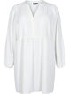 FLASH - Short dress with pleats and long sleeves, White, Packshot image number 0