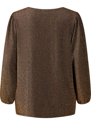 Glitter blouse with puff sleeves, Black Copper, Packshot image number 1