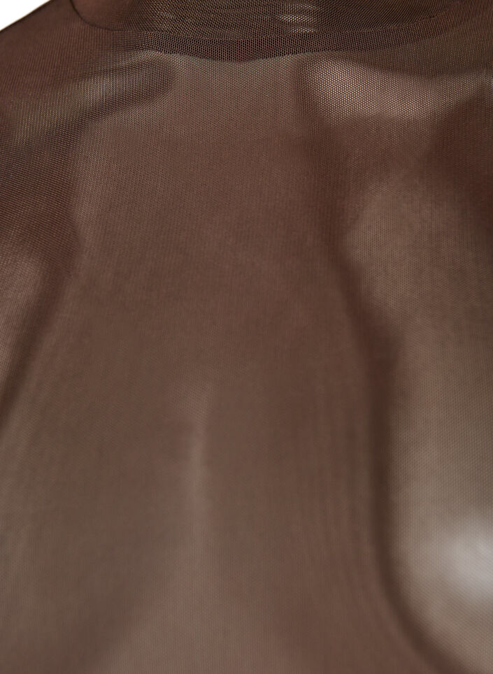 Fitted mesh blouse with long sleeves, Brown, Packshot image number 2