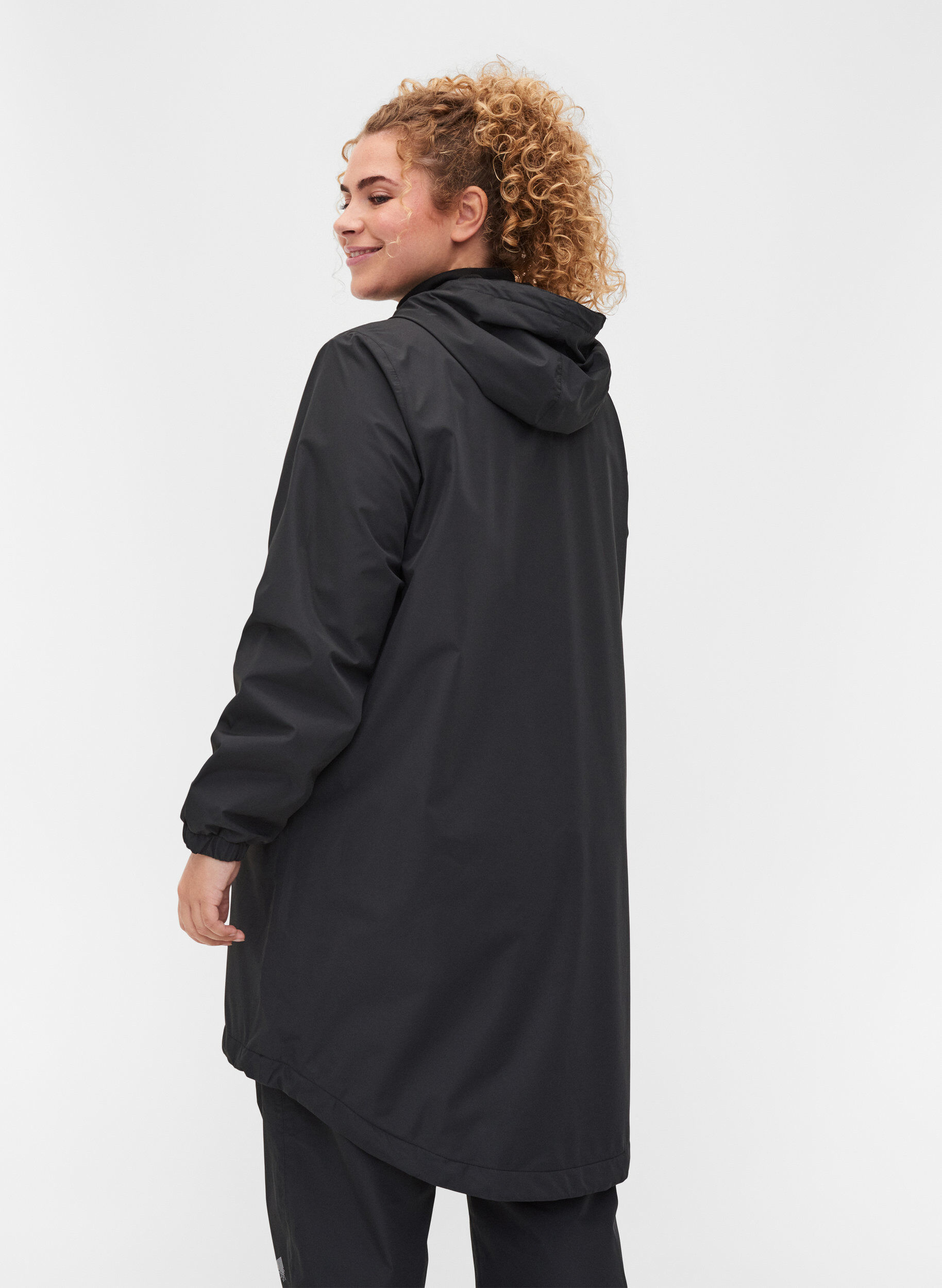 Zizzifashion Hooded rain jacket with reflective piping, Black, Model image number 1