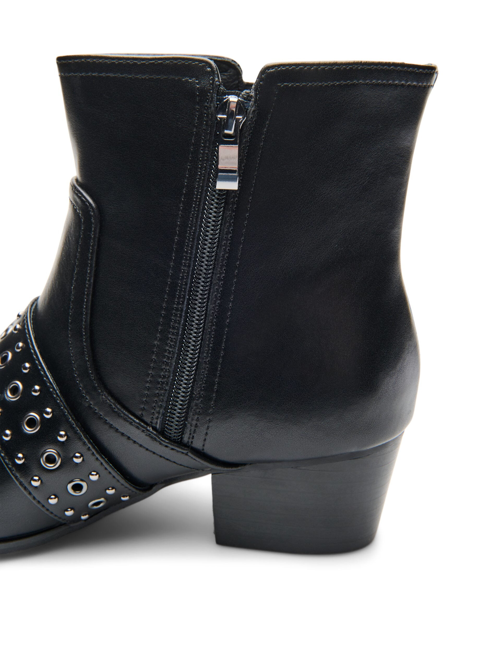 ZizzifashionLeather ankle boot with strap and studs, Black, Packshot image number 4