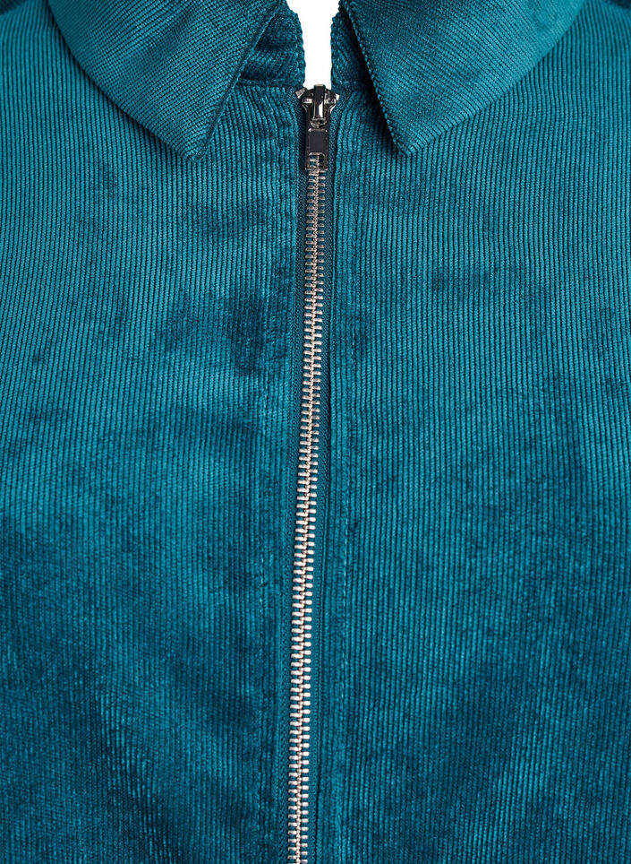 Corduroy dress with zipper and 3/4 sleeves, Green, Packshot image number 2