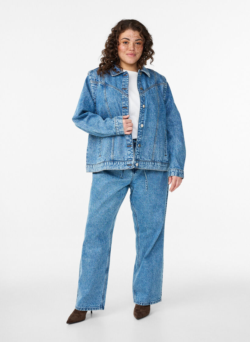 Denim jacket with detachable sleeves, Light Blue, Model image number 1