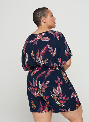 Short-sleeved viscose blouse with a floral print, Indian Summer Flower, Model image number 1