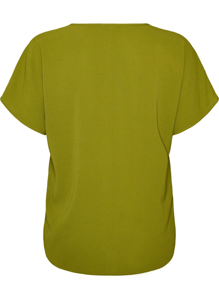 Blouse with short sleeves and a round neckline, Green, Packshot image number 1