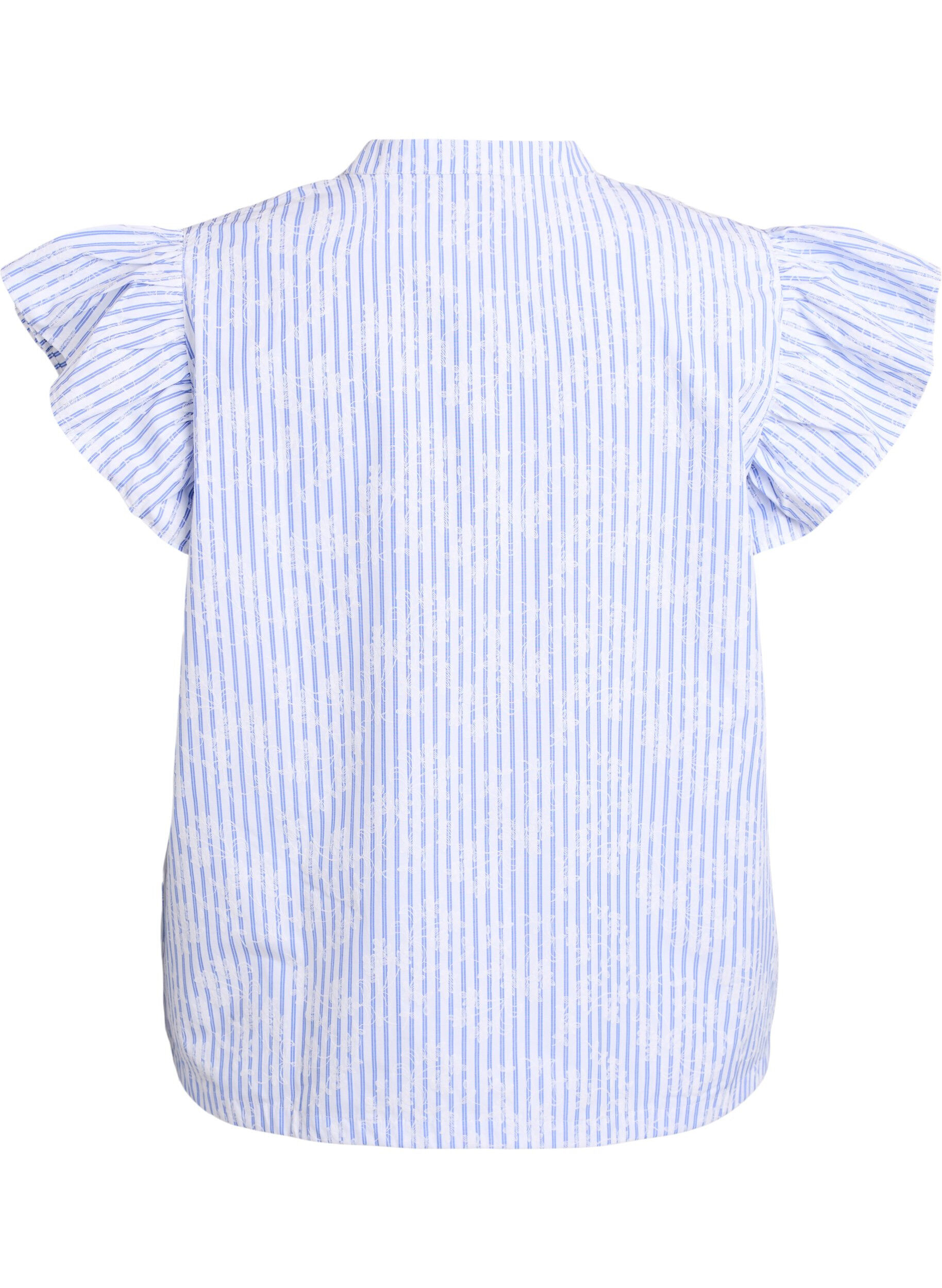 Zizzifashion Sleeveless blouse with stripes and floral print, Light Blue, Packshot image number 1