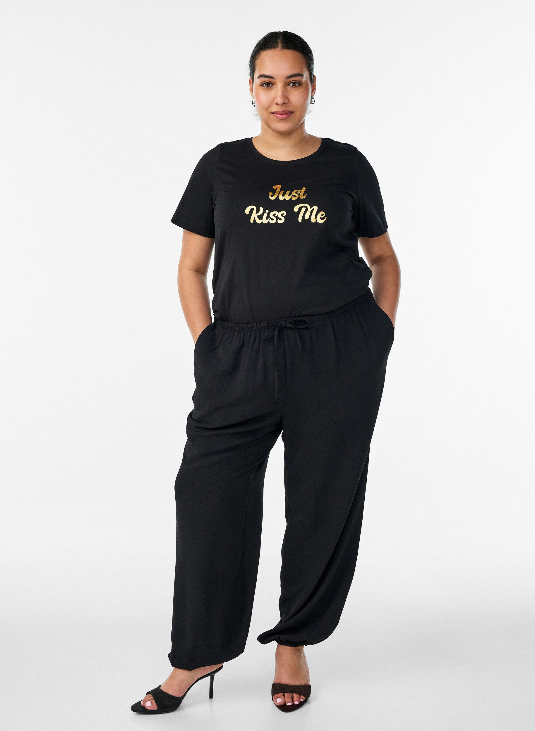 ZizzifashionT-shirt with motif, Black, Model image number 1