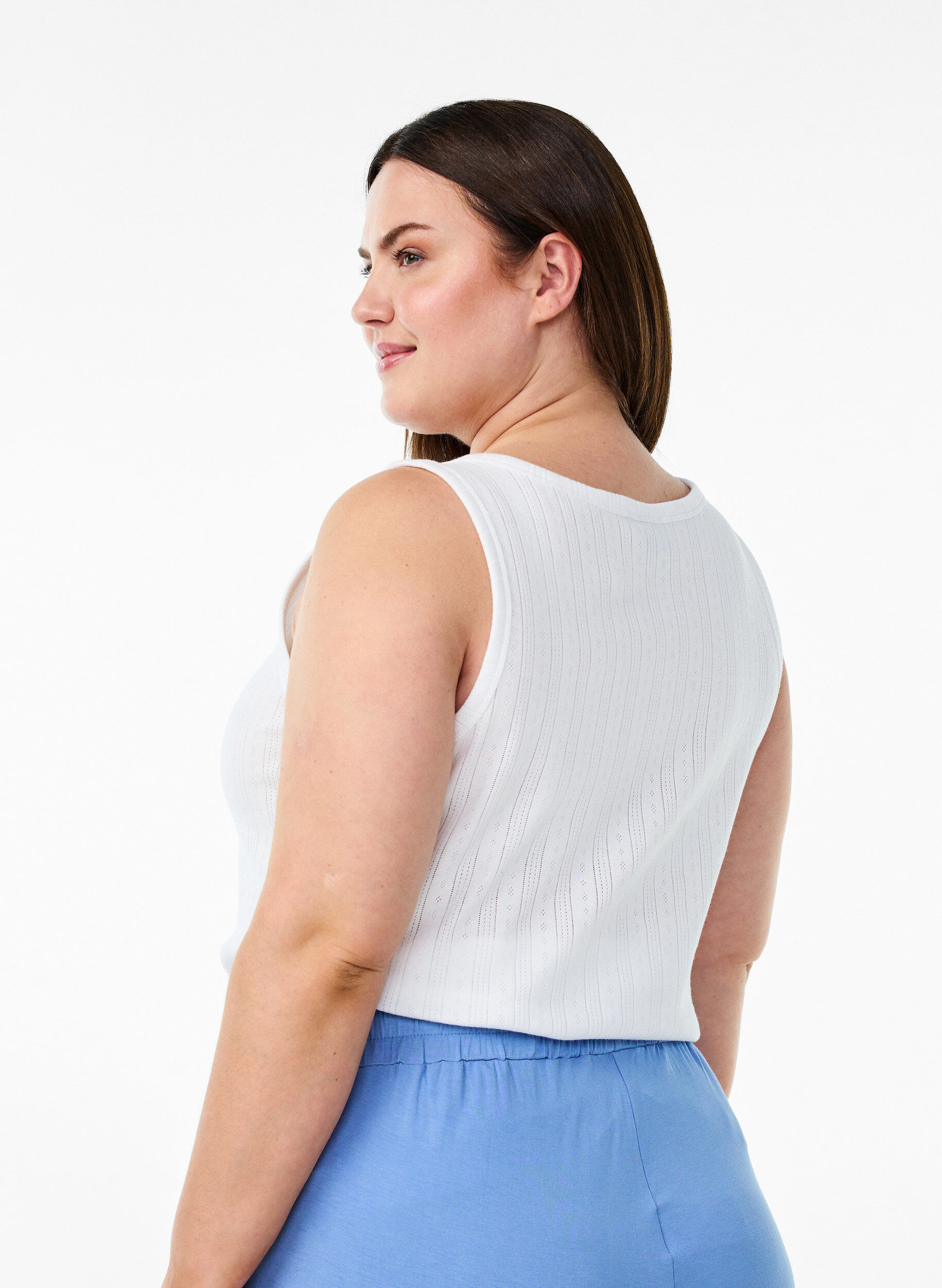 ZizzifashionNight top in organic cotton with a textured pattern, White, Model image number 2