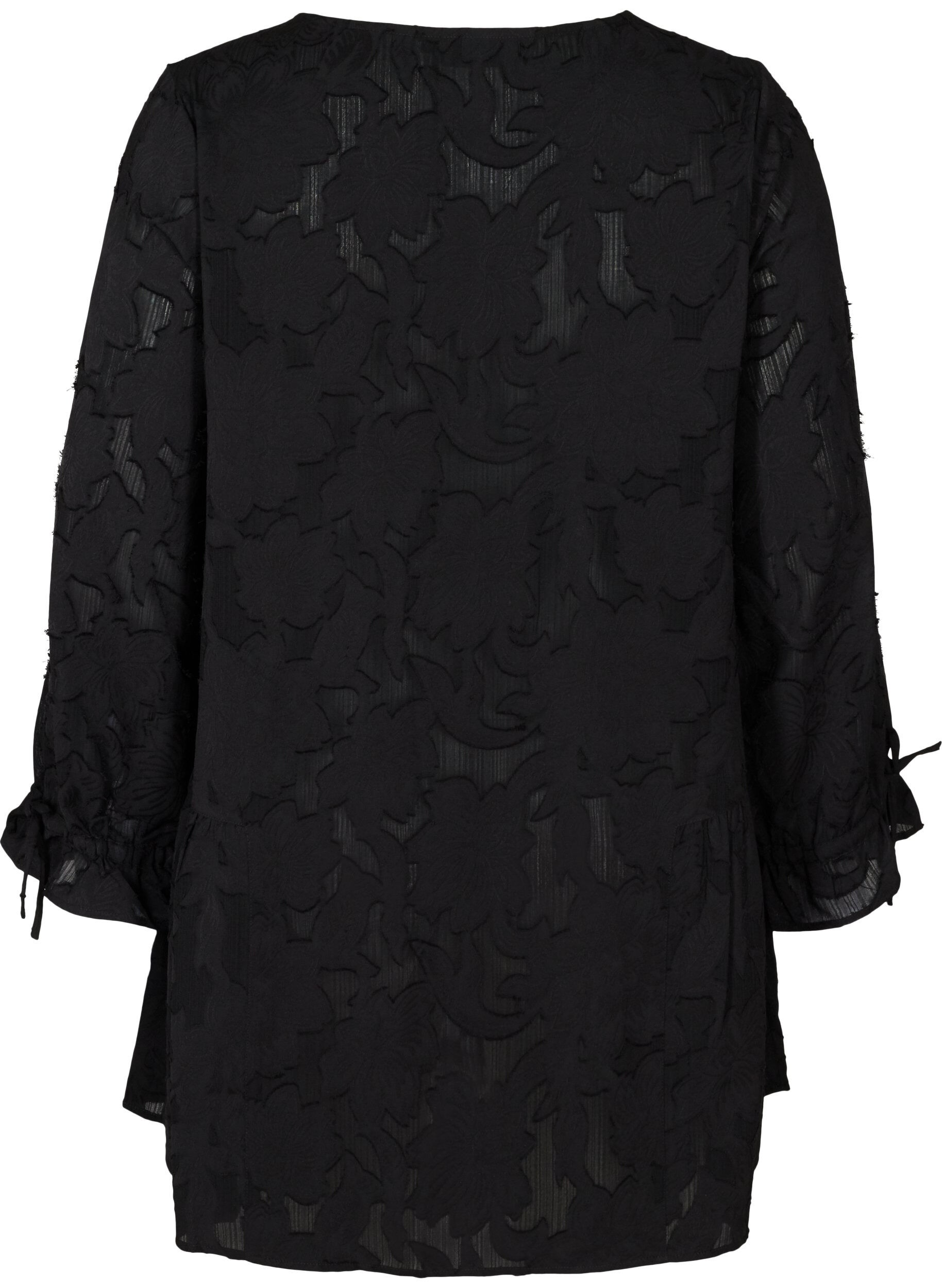 Zizzifashion Loose V-neck tunic, Black, Packshot image number 1