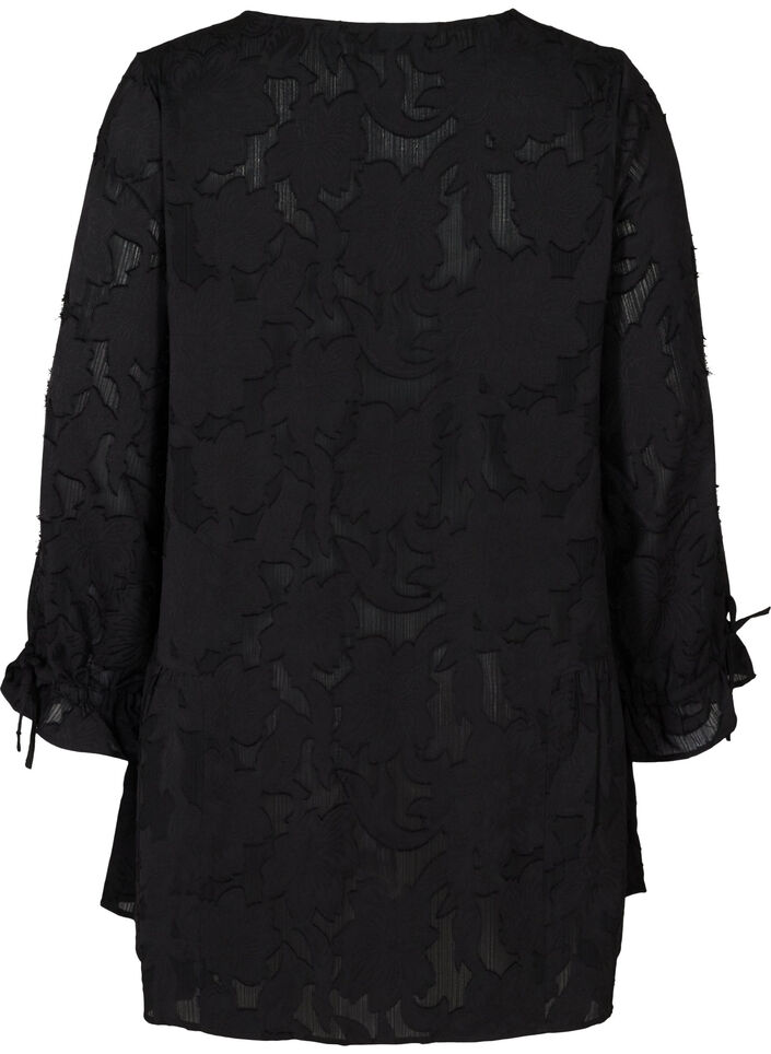 Loose V-neck tunic, Black, Packshot image number 1