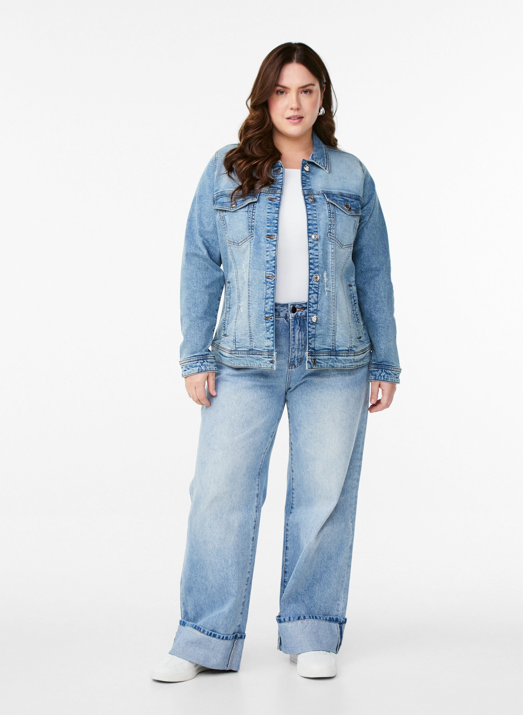 Zizzifashion Denim jacket with a classic cut, Light Blue, Model image number 1