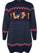 Short knitted dress with Christmas motif, Blue, Packshot image number 0
