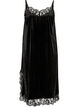Velvet dress with lace and side slit, Black, Packshot image number 1