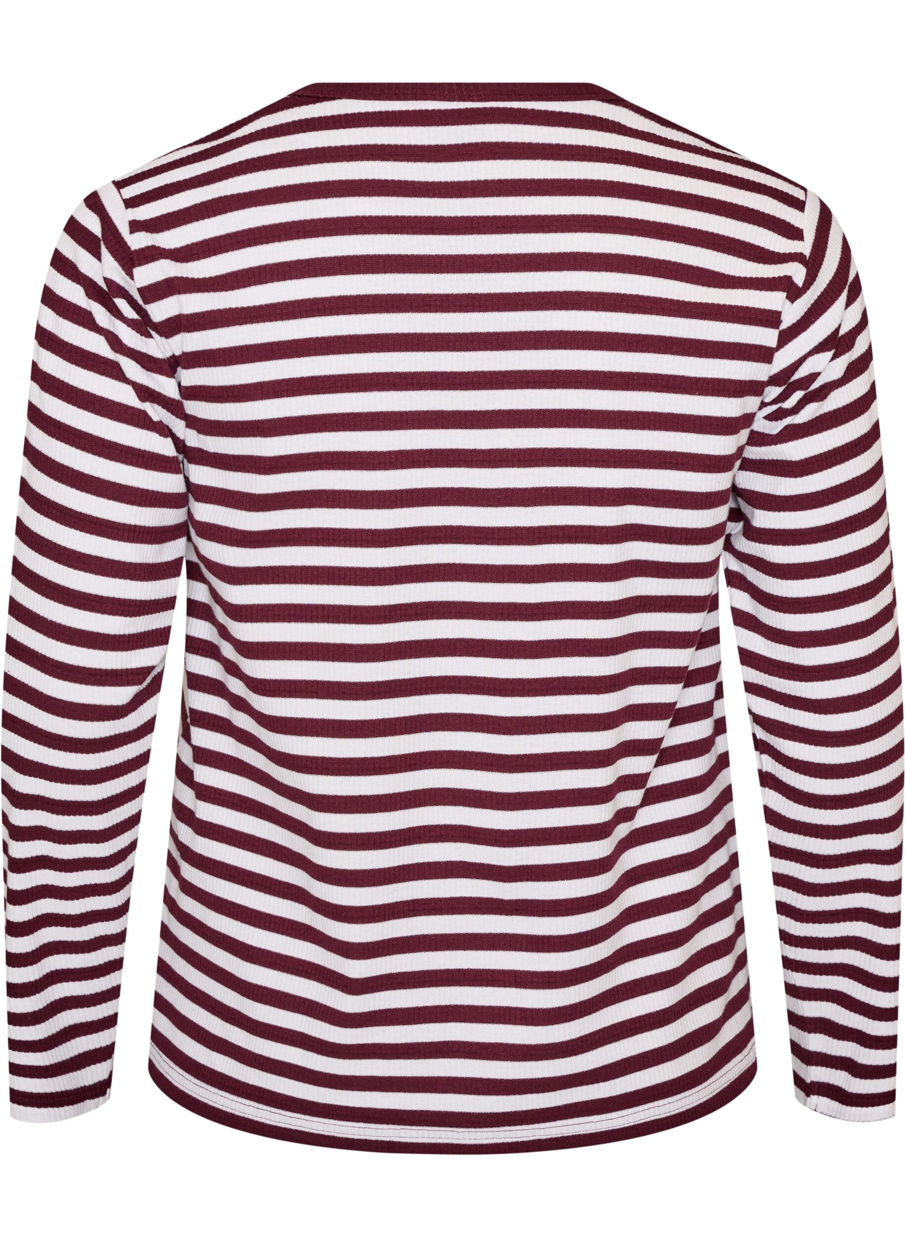 ZizzifashionLong-sleeved night top in ribbed jersey with stripes, Red, Packshot image number 1