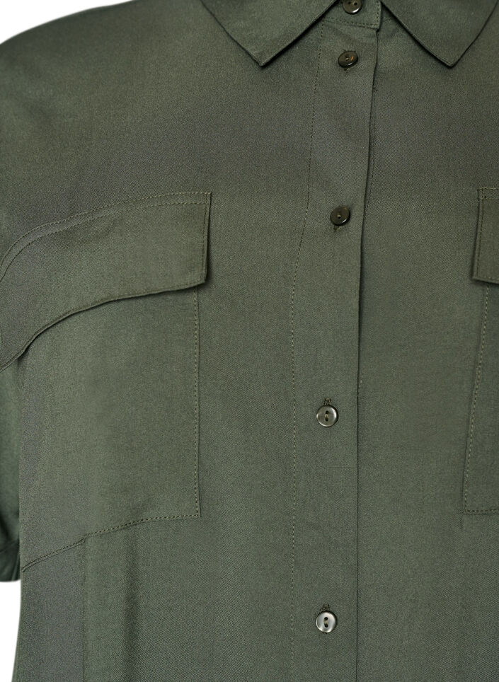 Long shirt dress with short sleeves, Green, Packshot image number 2