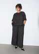Checked blouse with lace trim and elbow-length sleeves, Black, Model image number 1