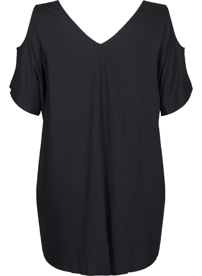Beach dress in viscose with shoulder detail, Black, Packshot image number 1