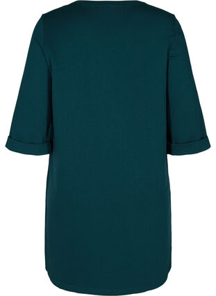 Cotton sweat dress with 3/4 sleeves and pockets, Ponderosa Pine, Packshot image number 1