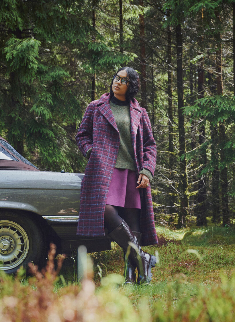 Checked coat with pockets, Red, Image image number 0