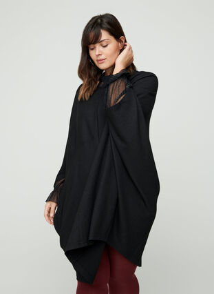 Plain textured dress, Black, Model image number 0