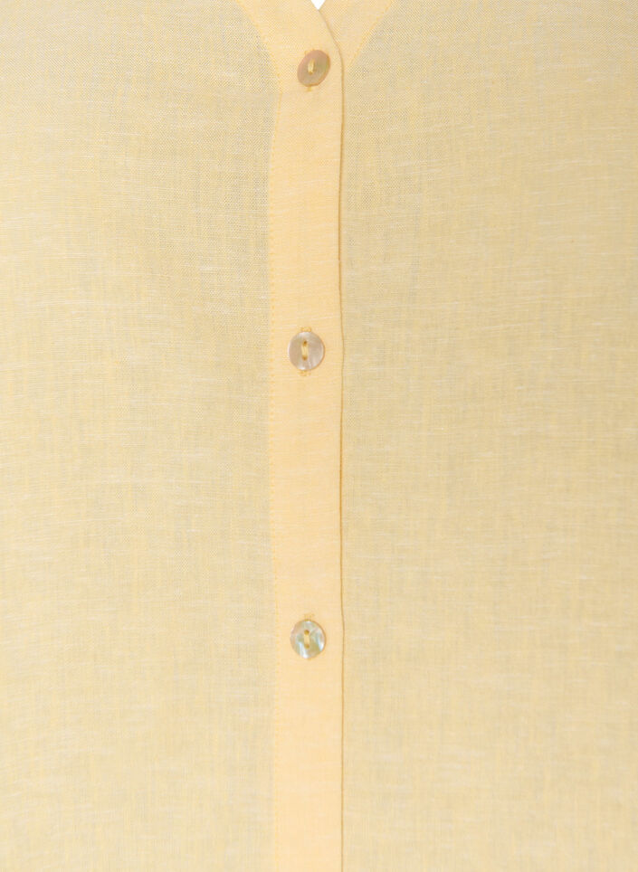 Blouse in linen and viscose with V-neck, Yellow, Packshot image number 2