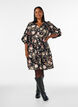 Floral dress in linen and viscose with an empire line, Black, Model image number 1