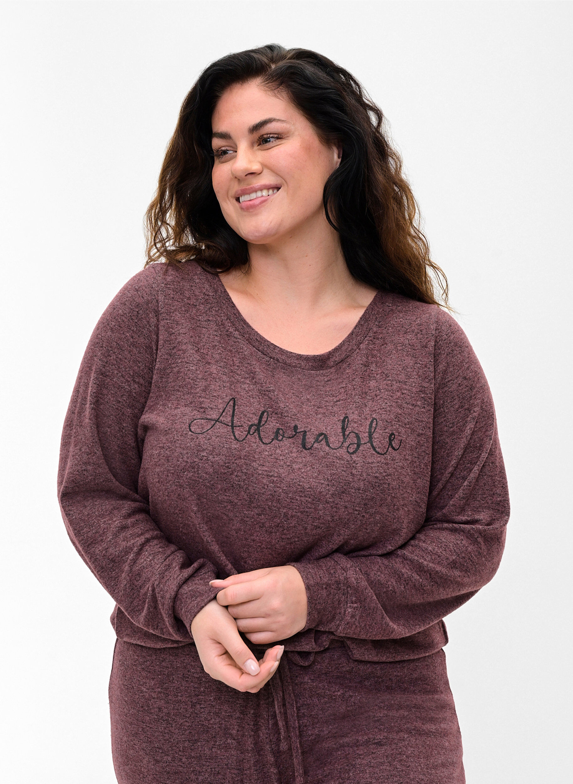 Zizzifashion Melange blouse in viscose blend, Port Royal Mel, Model image number 0