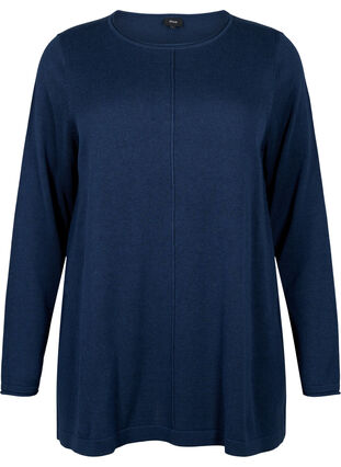 Knitted blouse in cotton-viscose blend, Dress Blues, Packshot image number 0