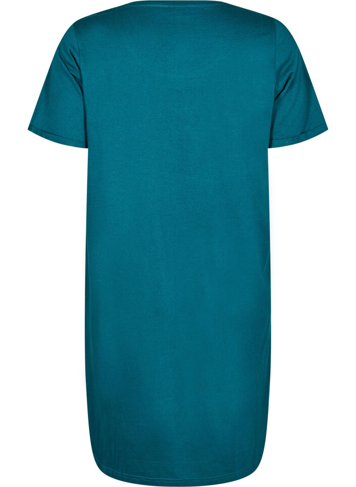 Short-sleeved nightgown in organic cotton, Green, Packshot image number 1