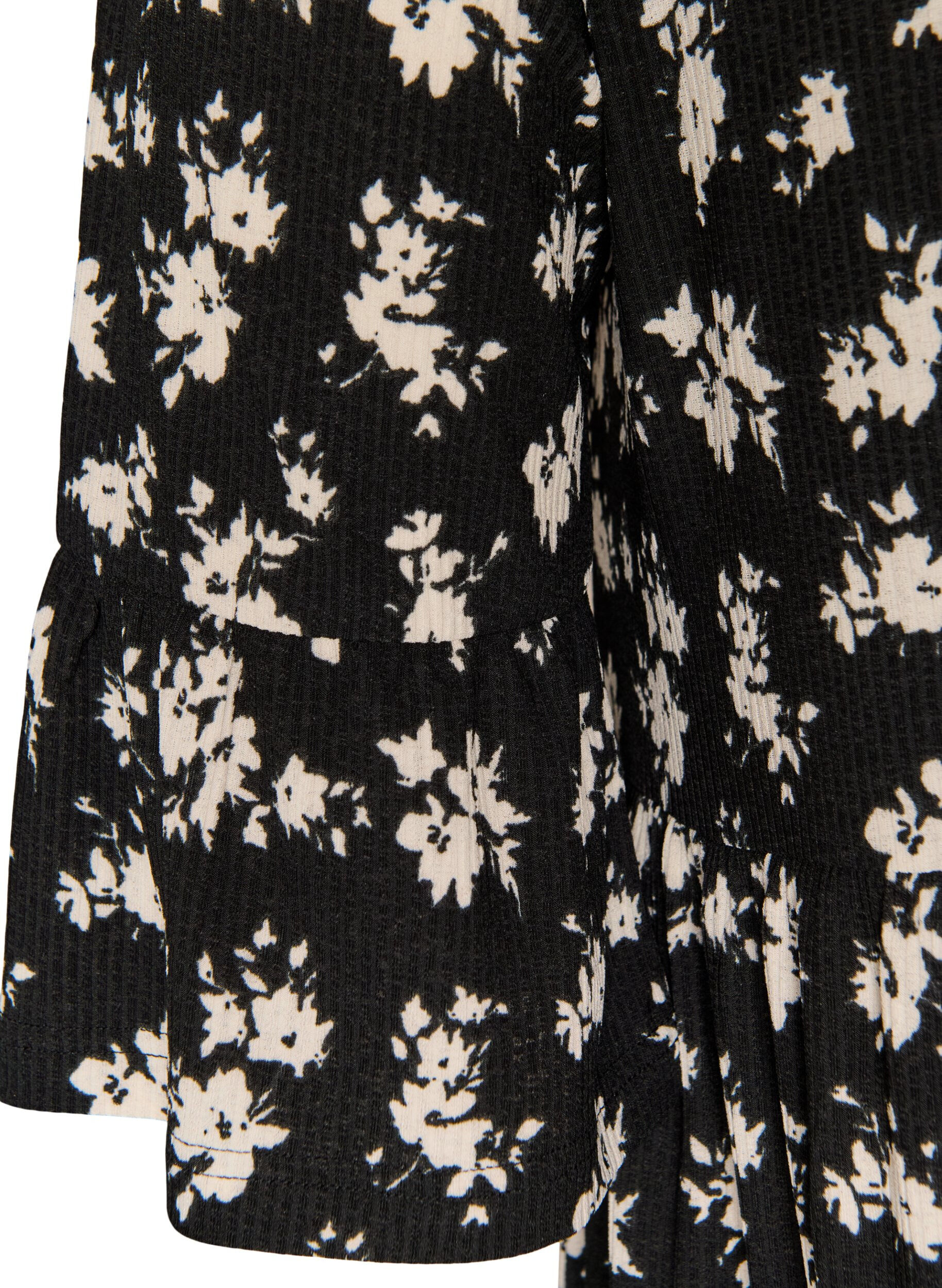 ZizzifashionShort A-line jersey dress with an all-over print, Black, Packshot image number 3
