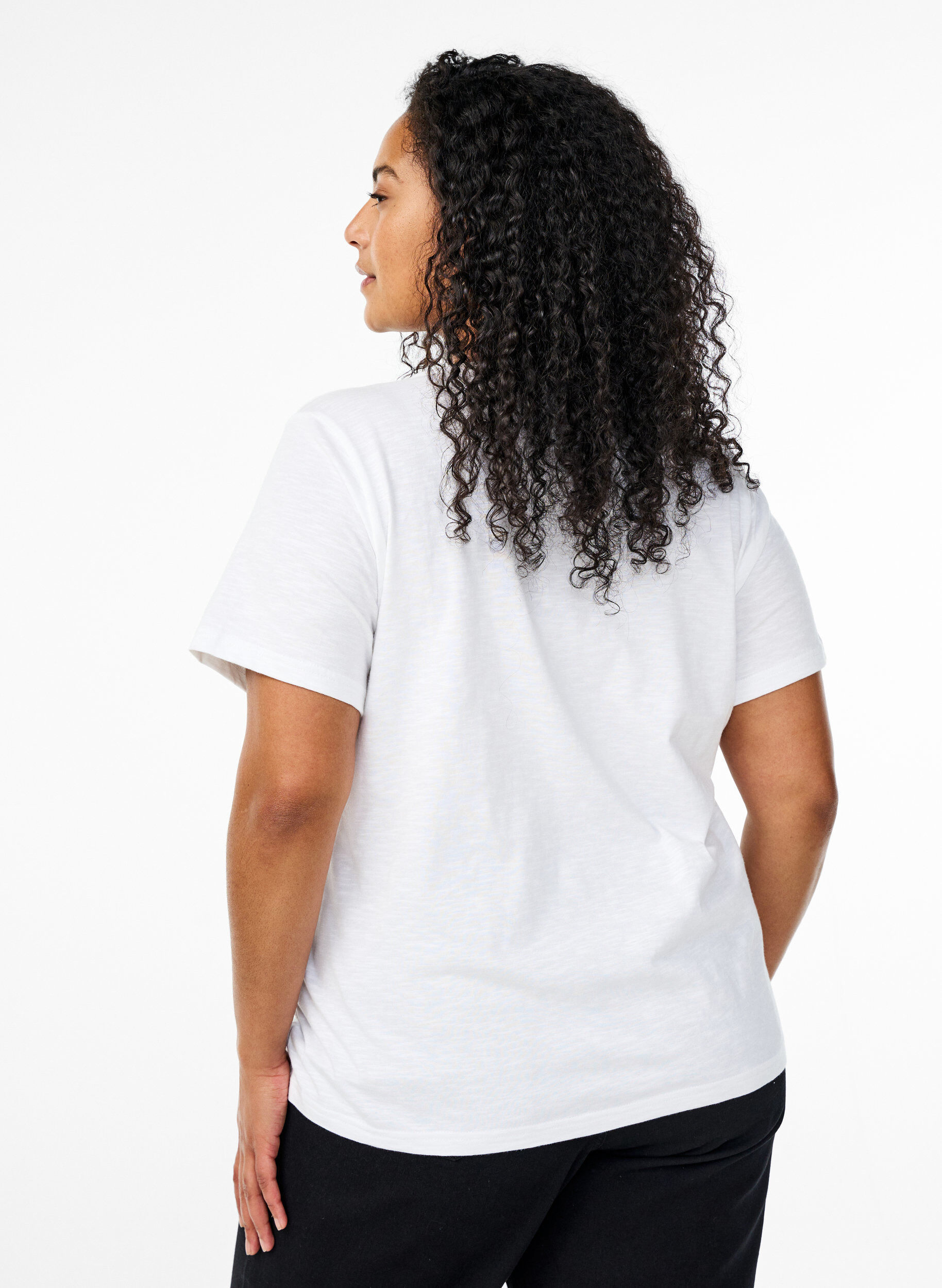 Zizzifashion T-shirt with button detail, White, Model image number 2