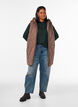 Mid-length quilted gilet with hood, Brown, Model image number 1