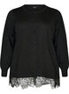 Cardigan with a wide lace hem, Black, Packshot image number 0
