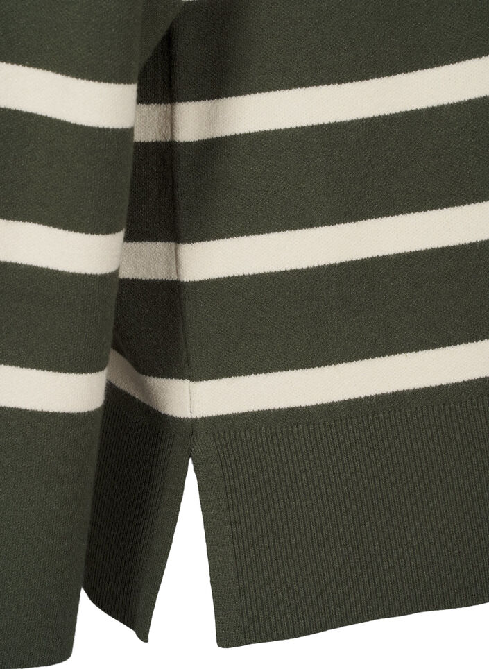 Striped knitted blouse with round neck, D. Bag Birch Stripe, Packshot image number 3
