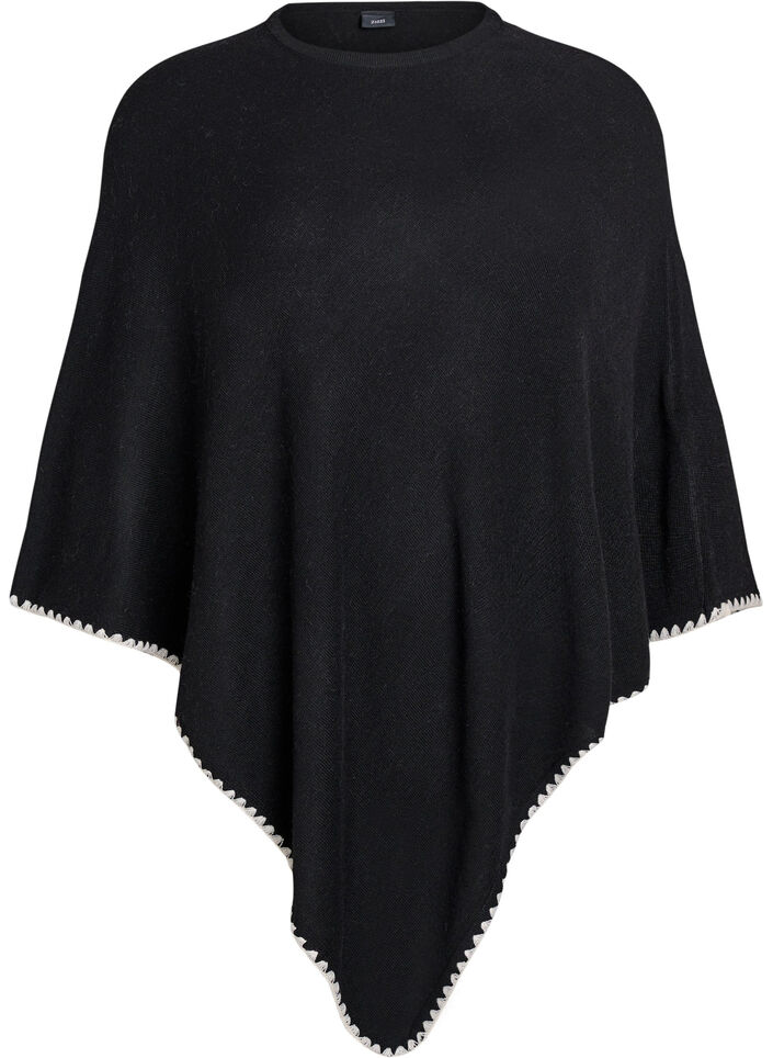 Fine-knit poncho, Black, Packshot image number 0