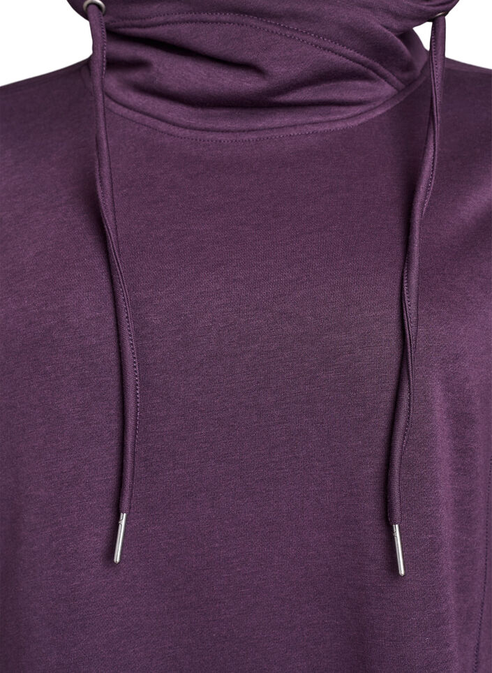 Short sweatshirt dress with high collar and pockets, Purple, Packshot image number 2