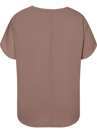 Blouse with short sleeves and a round neckline, Deep Taupe, Packshot image number 1