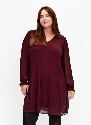 Pleated tunic with long sleeves, Fudge, Model image number 0