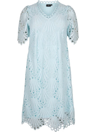 Crochet dress with short sleeves, Delicate Blue, Packshot image number 0