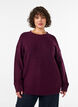 Knitted blouse with V-shaped rib pattern and slits, Red, Model image number 0